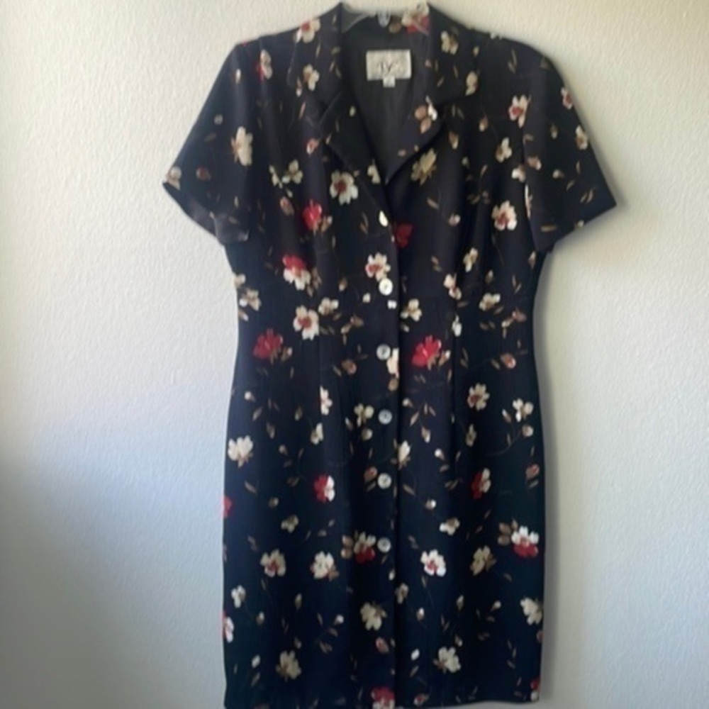 Donna Rico dress size 10 Business casual floral black tan red